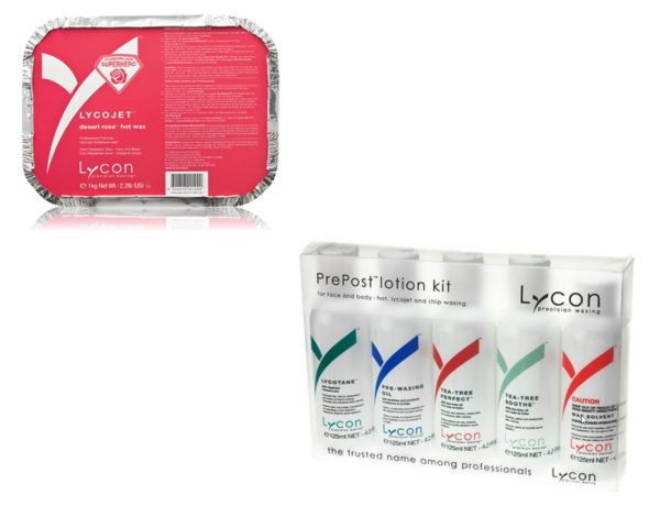 LYCOJET DESERT ROSE HOT WAX + PREPOST LOTION KIT 5*125ml