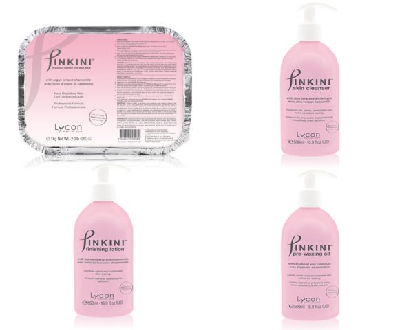 PINKINI BRAZILIAN HYBRID HOT WAX +PINKINI SKIN CLEANSER 500ml  + PINKINI PRE-WAXING OIL 500ml  + PINKINI FINISHING LOTION 500ml